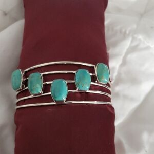 Jay King Turquoise and Silver Multi-Band Cuff Bracelet